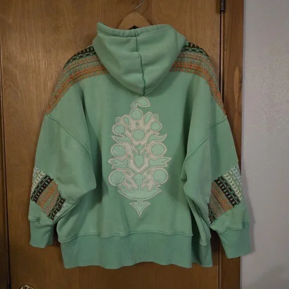Free People Sprint To The Finish Geo Logo Hoodie Womens S Sour Apple Combo Green - Picture 4 of 7
